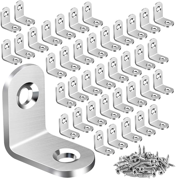 40PCS L Bracket Corner Brace, Stainless Steel L Brackets by Vicuna+R