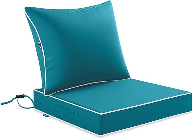 MIULEE Teal Outdoor Seat Cushion 24x24 Inch Waterproof & 3 Year Fade Resistant by MIULEE