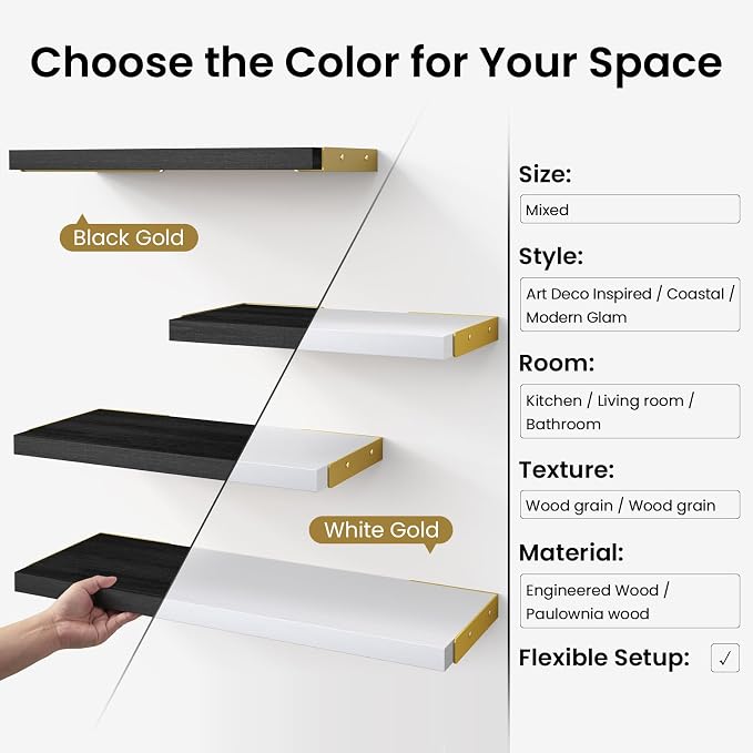 BAYKA Wall Shelves for Bedroom Decor, Floating Wall Shelf for Living Room - Image 6