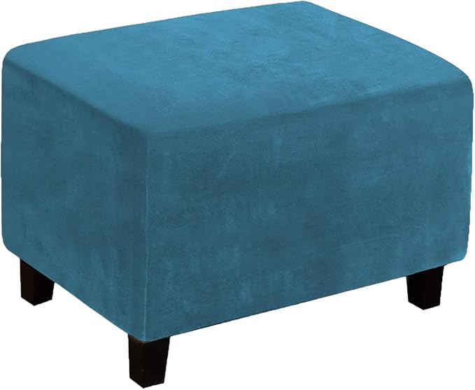 LiveGo Velvet Stretch Ottoman Cover, Removable Footstool Protector, Rectangle by LiveGo