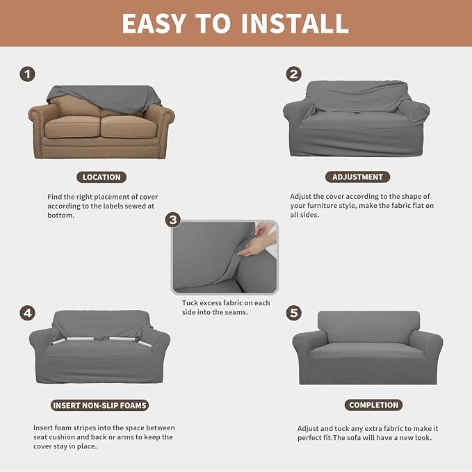 Easy-Going 100% Waterproof Oversized Loveseat Couch Cover, Dual Waterproof Sofa - Image 5