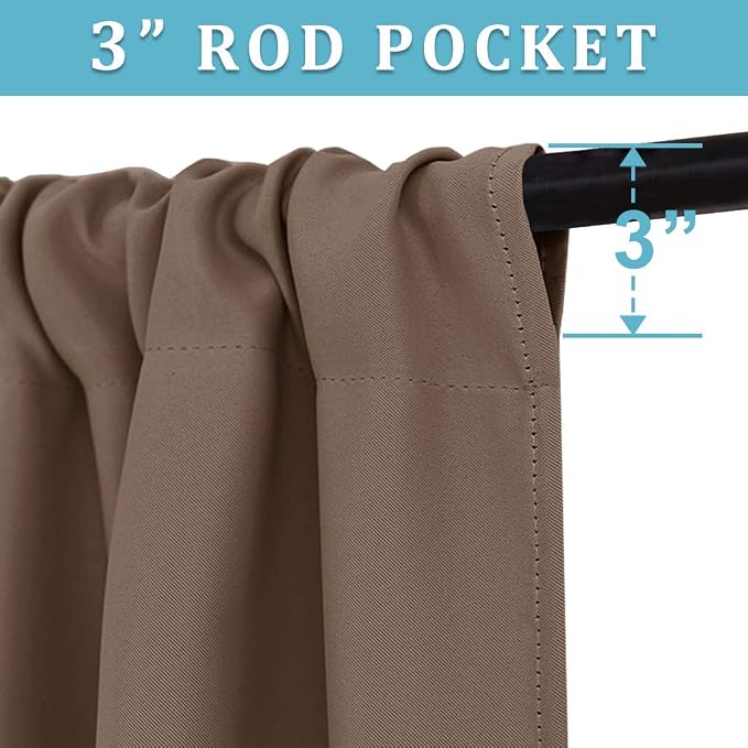 RYB HOME Blackout Curtains for Bedroom Living Room 72 inches Long, Thermal - Image 3