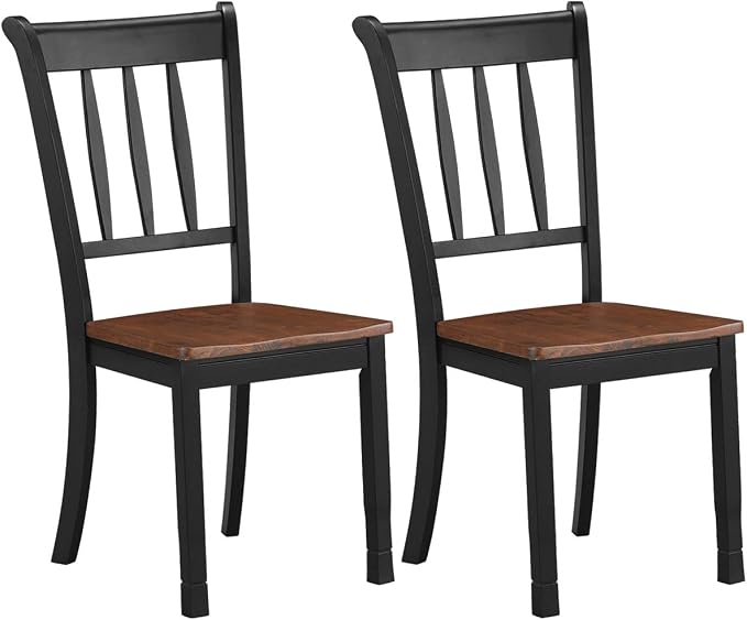 Giantex Wood Dining Chairs Set of 2, Armless Kitchen Chairs w/Solid Rubber Wood by Giantex