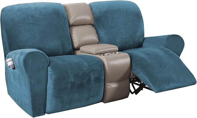 H.VERSAILTEX Velvet Stretch Recliner Couch Covers 6-Pieces Recliner Loveseat by HVERSAILTEX
