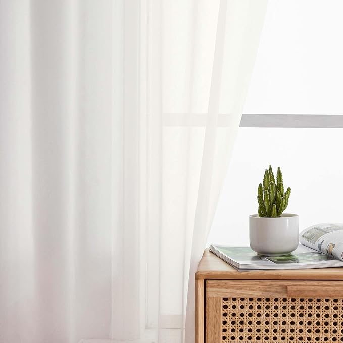 Cafe Curtains 36 Inch Length Tier 2 Pieces, Modern Soft Airy Sheer Kitchen - Image 7