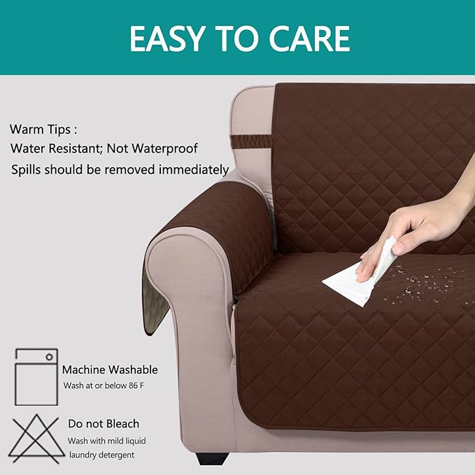 U-NICE HOME Reversible Oversized Chair Covers Quilted Water Repellent Pet - Image 4