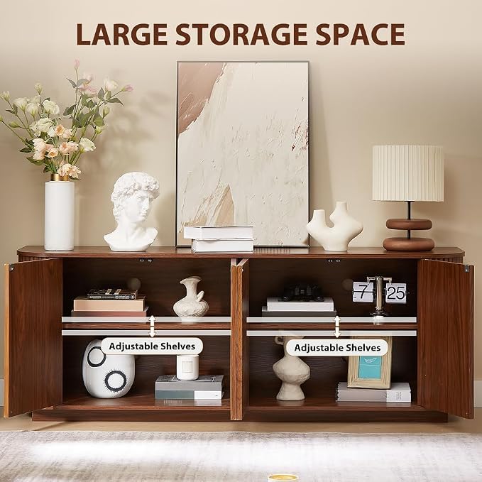 64'' Fluted TV Stand for TVs up to 75'', Modern Long Media Console - Image 3