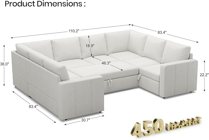 Belffin Modular Sectional Sleeper Sofa Bed - Image 2