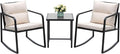 Devoko 3 Piece Rocking Bistro Set Wicker Patio Outdoor Furniture Porch Chairs by DEVOKO
