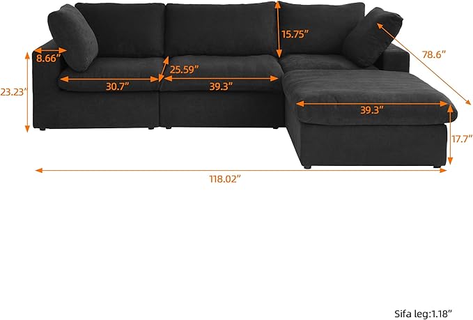 JACH L-Shaped Cloud Sectional Couches - Image 2
