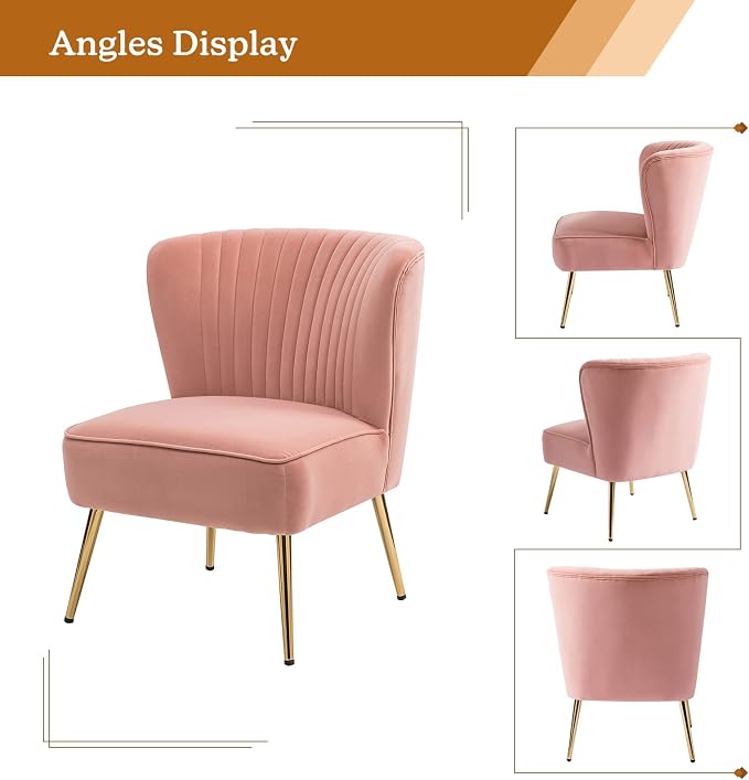 HULALA HOME Velvet Accent Chair, Modern Upholstered Cute Side Chair - Image 3