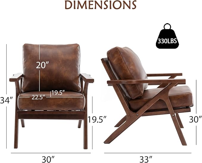 Bonzy Home Mid Century Modern Chairs, Accent Chairs Set of 2, Comfy Upholstered - Image 2