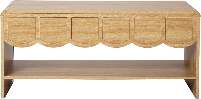 Lift Top Coffee Table with Hidden Compartment, 2 Tier Wooden Center Table with - Image 9