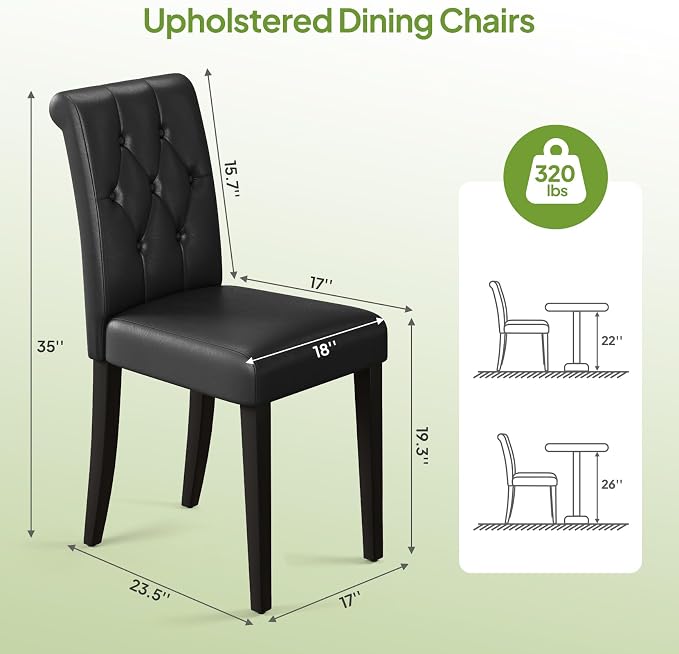 Welzona Upholstered Dining Chairs Set of 4, Button Tufted Parsons Dining Chair - Image 2