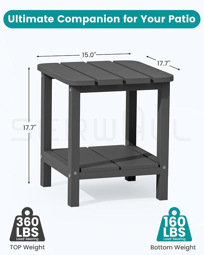 SERWALL Adirondack Table Set of 6, Outdoor Side Table- Gray - Image 2