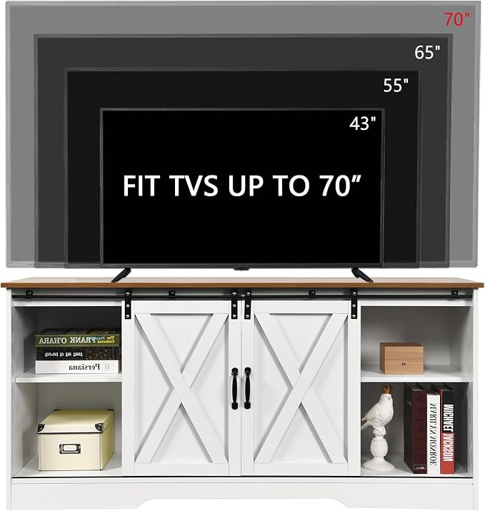 4 EVER WINNER TV Stand for 65 Inch TV for Living Room, Modern Farmhouse Barn - Image 8