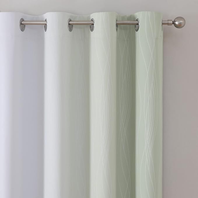 Estelar Textiler Sage Green and Greyish White Ombre Short Blackout Cafe - Image 4