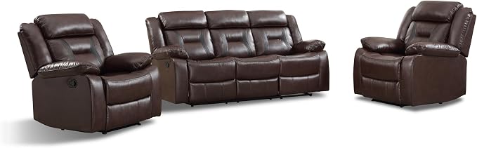 EBELLO Faux Leather Recliner Sofa Furniture Set - Image 7