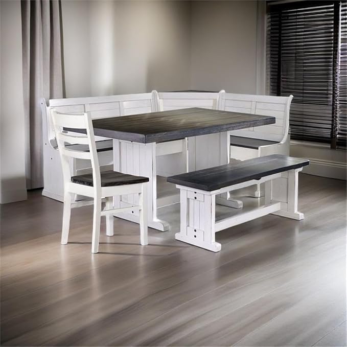 Pemberly Row 4-Piece Farmhouse Wood Breakfast Nook Set - Image 10