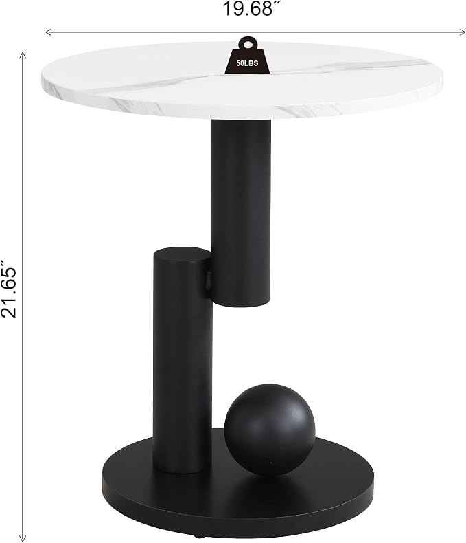 Modern Oval Coffee Table Set of 2, Faux Marble Coffee Table and Round End Table - Image 8