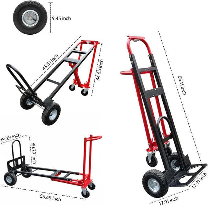 Red Convertible Hand Truck Dolly Cart - Image 3