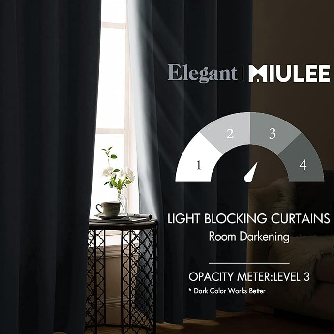 MIULEE Blackout Room Darkening Curtains Thermal Insulated Drapes Solid Window - Image 2