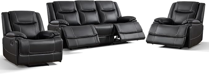 ANJ Premium Genuine Manual Reclining Sofa Set, Included Manul Recliner Chair - Image 8