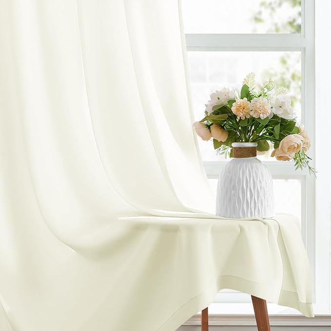 HOMEIDEAS Non-See-Through Ivory Privacy Sheer Curtains, 52 X 72 Inches Long 2 - Image 5