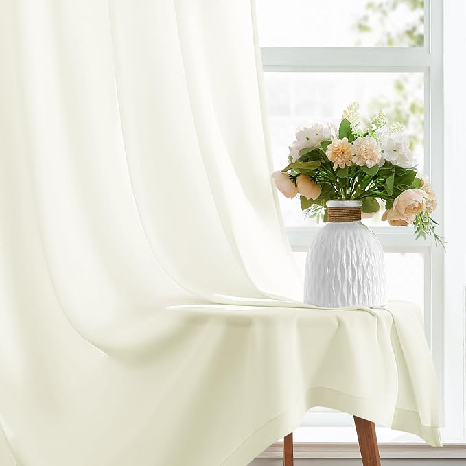 HOMEIDEAS Non-See-Through Ivory Privacy Sheer Curtains, 52 X 54 Inches Long 2 - Image 5