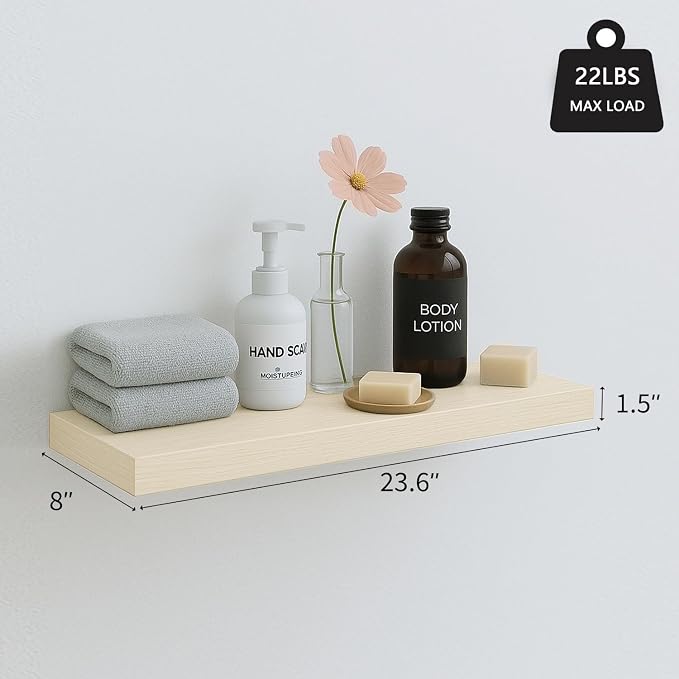 White Oak Floating Shelves for Wall, 24 in Wall Mounted Shelves Perfect for - Image 3