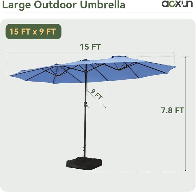 Aoxun 8-Piece Patio Table and Chairs Set & 15ft Patio Umbrella - Image 3