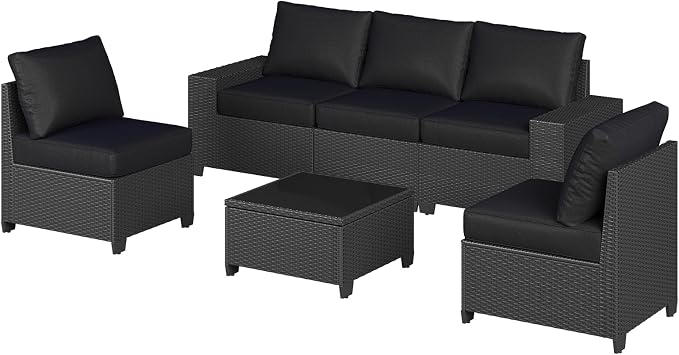 Aoxun Patio Furniture Set, Widen Armrests Wicker Outdoor Sectional - Image 10
