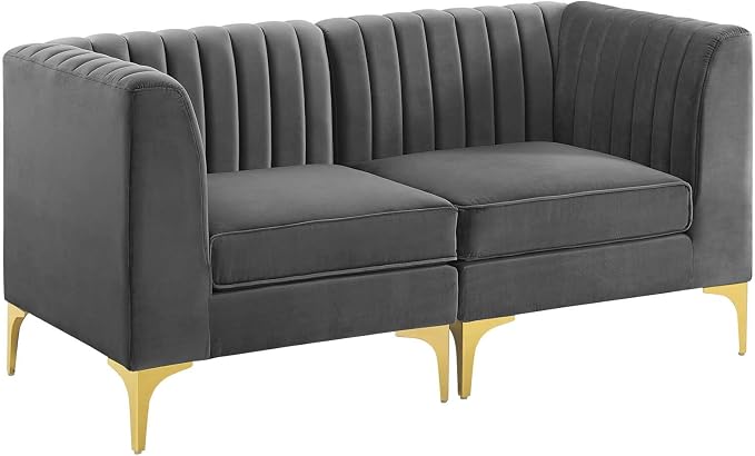 Modway EEI-4346-GRY Triumph Channel Tufted Performance Velvet Loveseat - Image 3