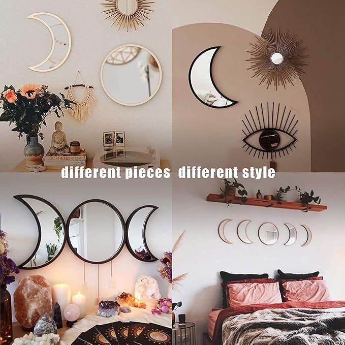 MAXROCK Scandinavian Natural Decor Acrylic Moonphase Mirrors, Moon Phase Mirror - Image 4