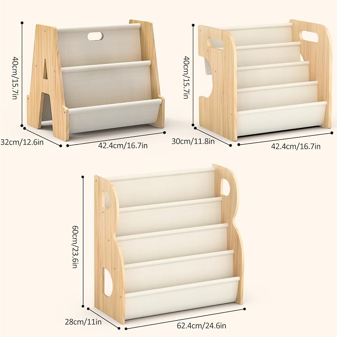XiaZ Bookshelf for Kids Room Wooden Montessori Toddler Bookshelf Solid Pine - Image 9