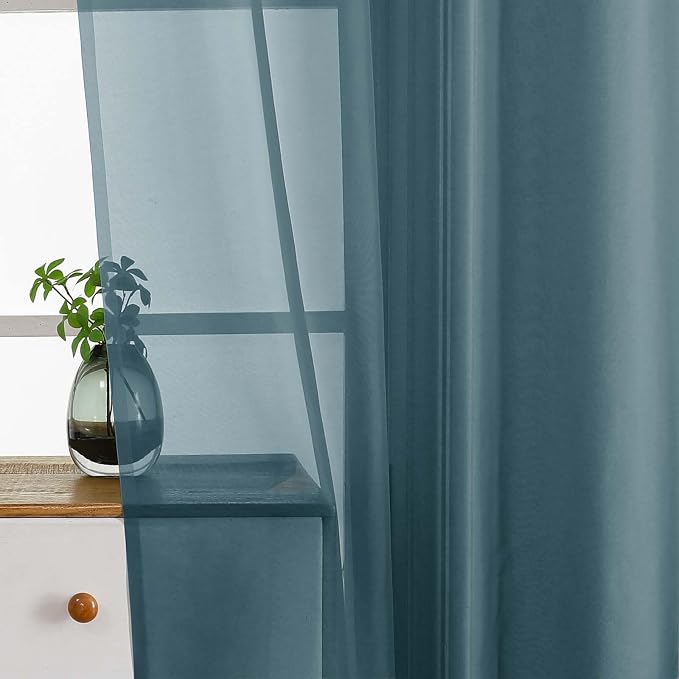 Window Sheer Curtains 45 Inches Length, Voile Short Curtains - Image 5