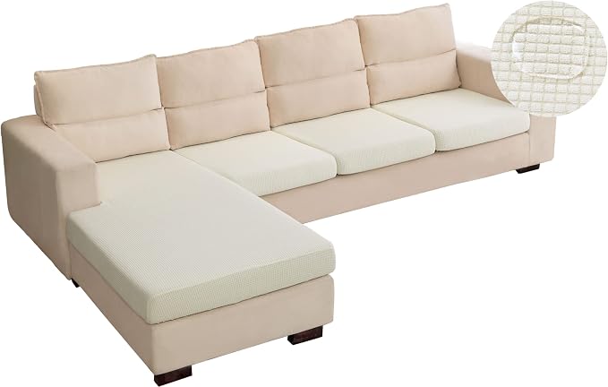 Water Repellent L Shaped Couch Covers 4 Pieces Sofa Seat Cushion Slipcovers by TOPYUMH