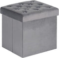 B FSOBEIIALEO Storage Ottoman Cube, Velvet Tufted Folding Ottomans by BFSOBEIIALEO