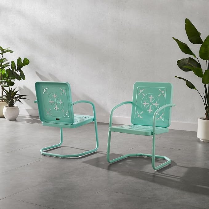 Crosley Furniture Azalea 2-Piece Outdoor Chair Set, Vintage Retro Metal Patio - Image 2
