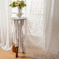 WAZZIO White Boho Lace Curtains 84 Inch -Cute Vintage Victorian Sheer Panel by WAZZIO