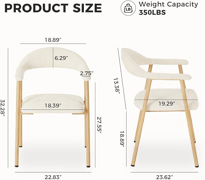DUMOS Dining Chairs Set of 4, Linen Fabric Upholstered Kitchen Side Chairs - Image 2