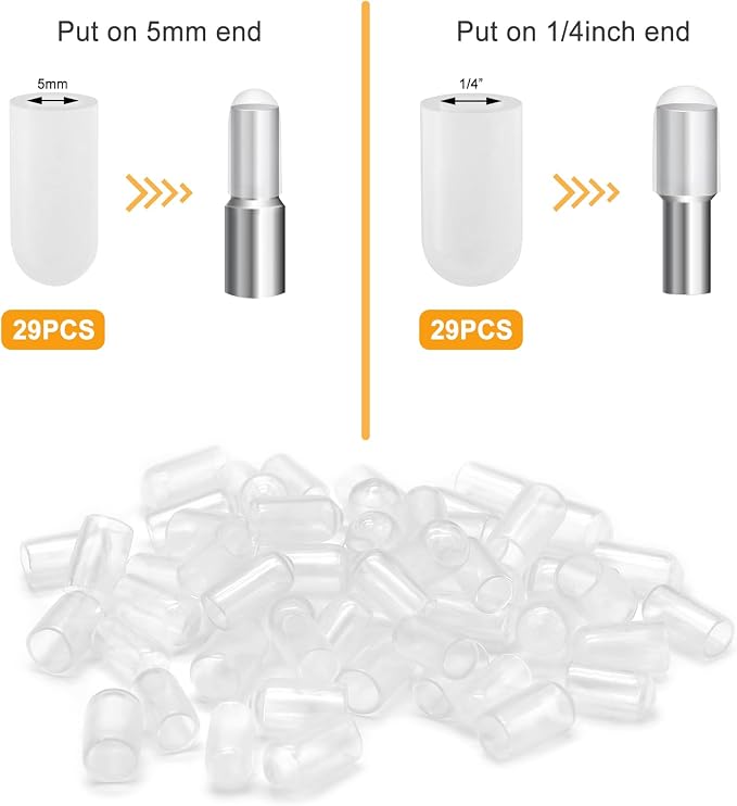 58 Pcs Shelf Pegs Pins, 5mm 1/4 Inch Dual Diameter Metal Shelf Support Pegs - Image 3