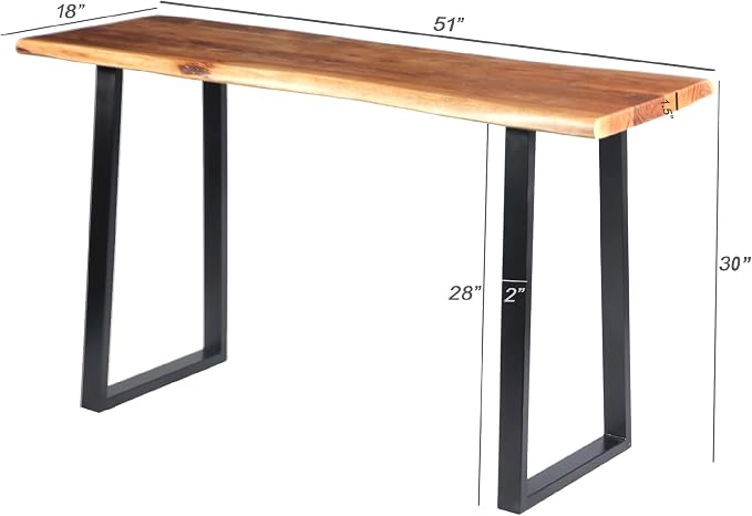 TUP THE URBAN PORT 195122 Industrial Wooden Live Edge Desk - Image 3