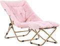 Tiita Folded Chair with Straight Ottoman, Soft Faux Fur Oversized Folding by TiitaHome