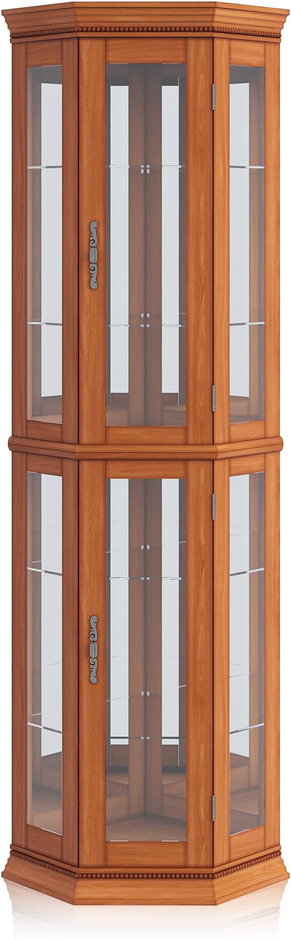 BELLEZE Lighted 3-Side Glass Display Curio Cabinet w/Tempered Glass Doors and - Image 6