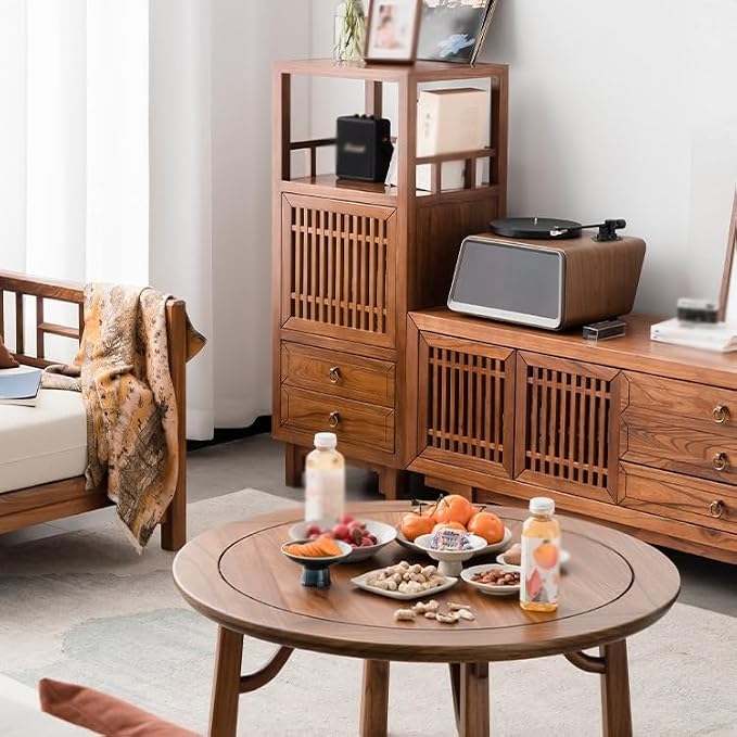 ENGENDER Couch Side Table Chinese Style Wooden Sofa Side Table TV Cabinet - Image 2