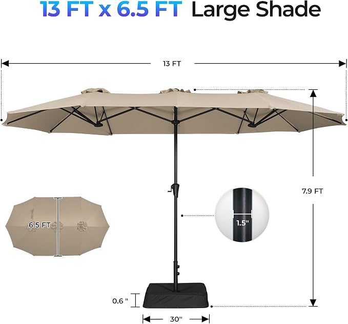 SUPERJARE 13FT Outdoor Patio Umbrella - Image 8