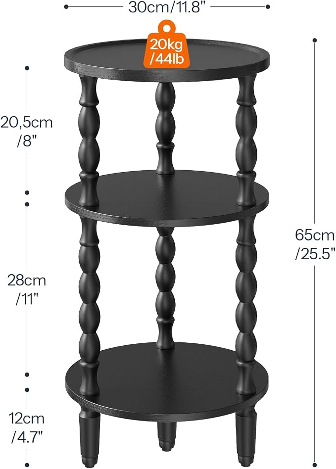 HOOBRO Round Side Table for Small Space, 3-Tier Small Round End Table - Image 3