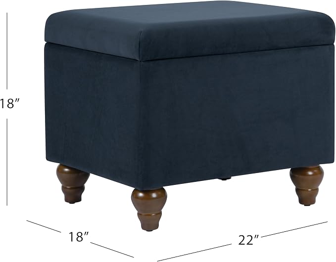 Homepop Home Decor | Upholstered Medium Rectangular Storage Ottoman | Hinged - Image 3