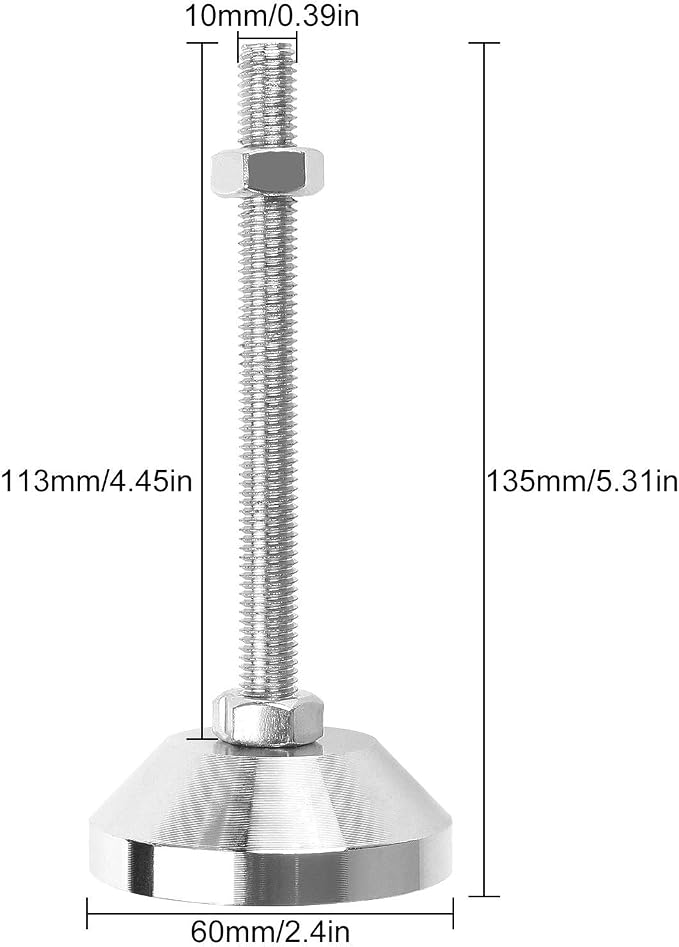 4PCS Heavy Duty Leveling Feet M10 Adjustable Furniture Leveling Screw Leg - Image 2